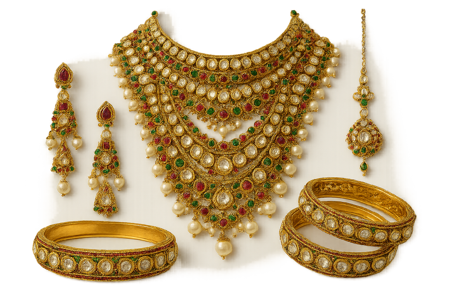 Kundan Bridal Set 42 with none give the image in png format no background  