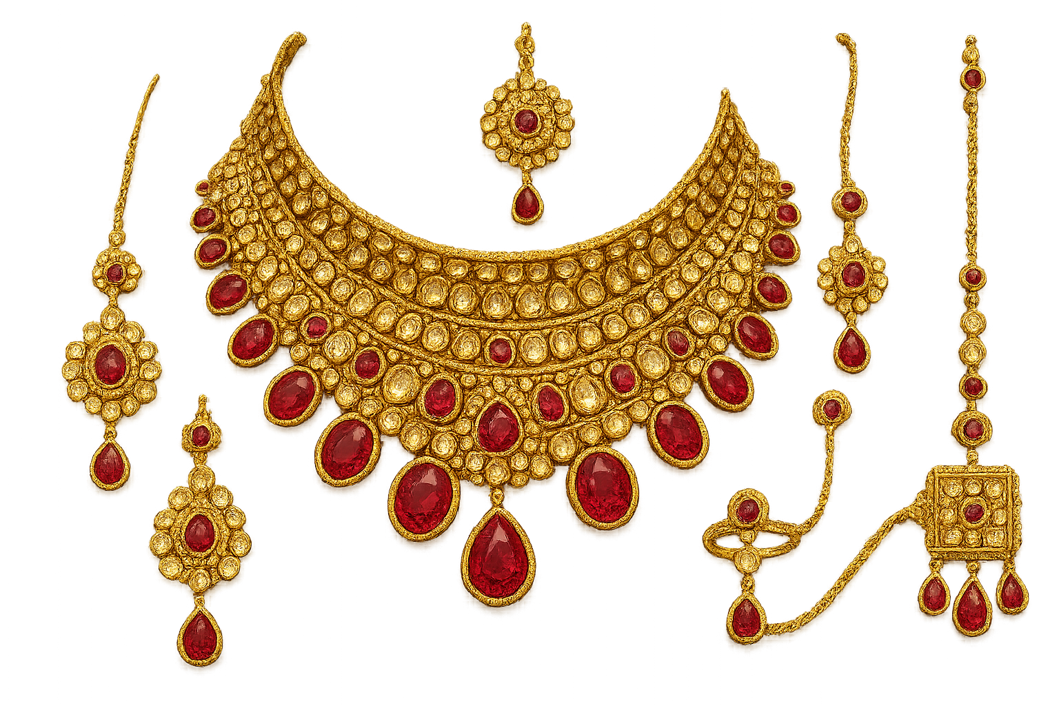 Kundan Bridal Set 42 with ruby give the image in png format no background  