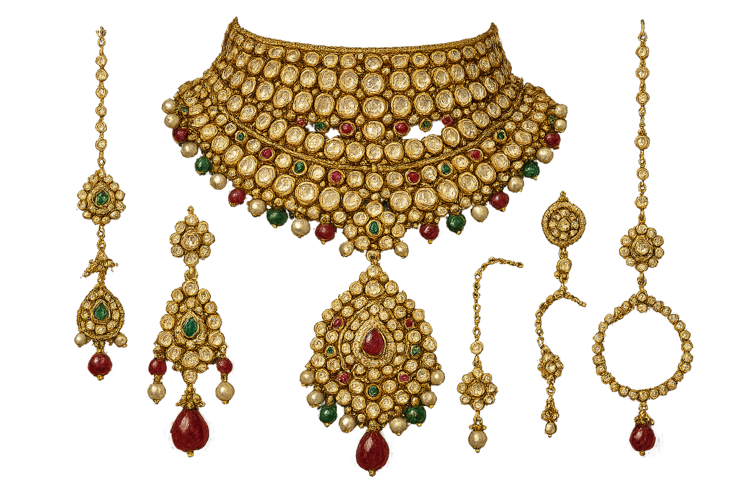 Kundan Bridal Set 46 with none give the image in png format no background  