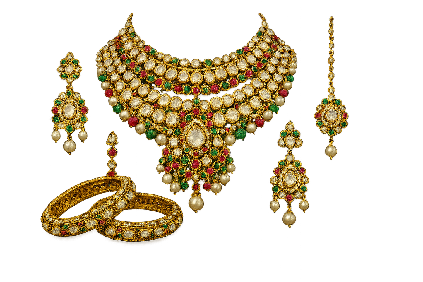 Kundan Bridal Set 46 with none give the image in png format no background 