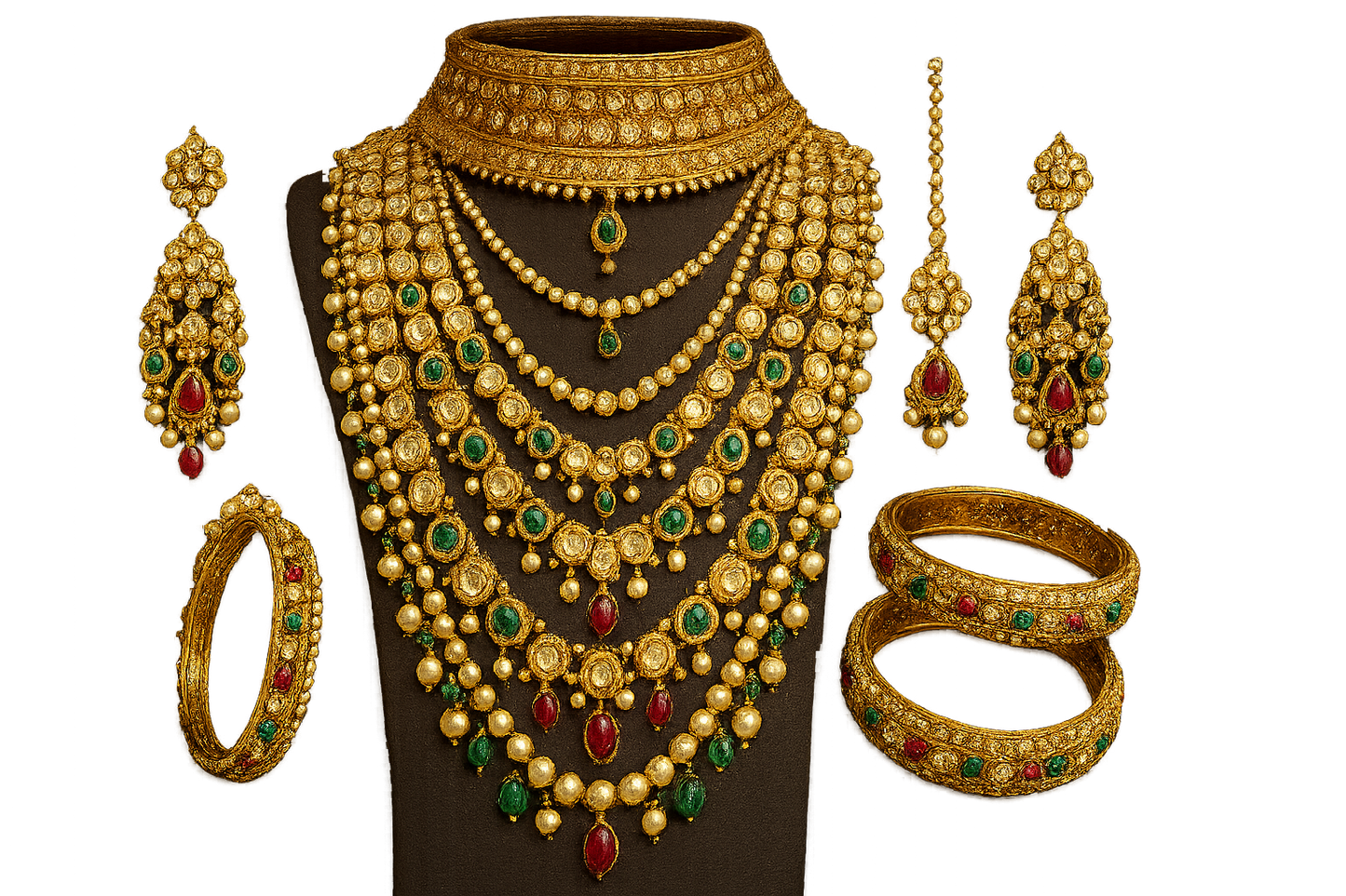 Kundan Bridal Set 46 with none give the image in png format no background  