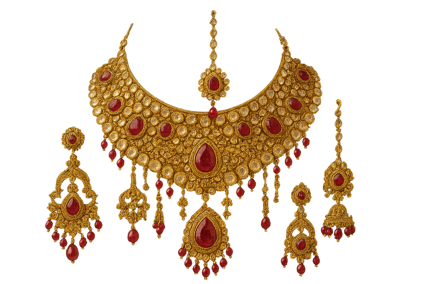 Kundan Bridal Set 46 with ruby give the image in png format no background  