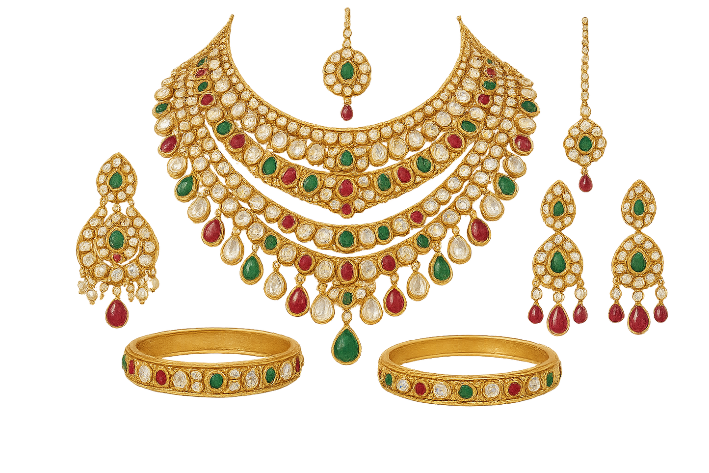 Kundan Bridal Set 49 with none give the image in png format no background  