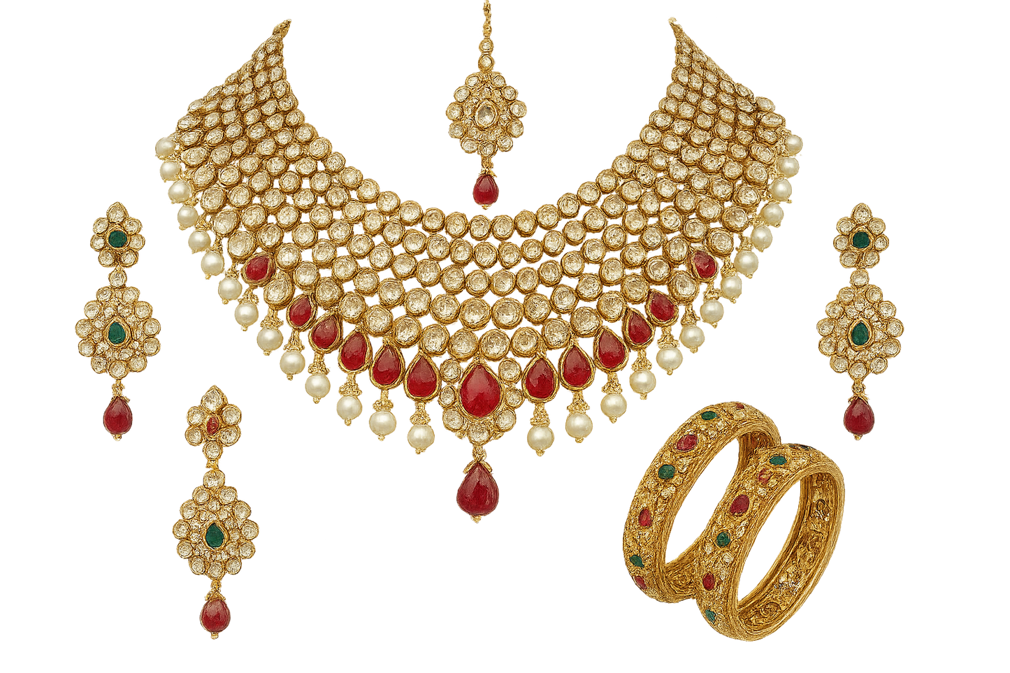 Kundan Bridal Set 49 with none give the image in png format no background  