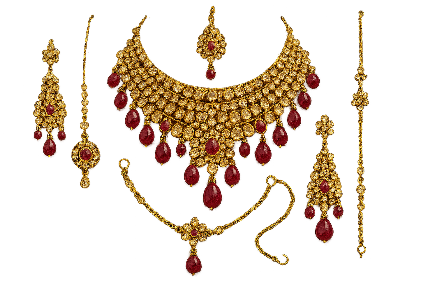 Kundan Bridal Set 49 with ruby give the image in png format no background  