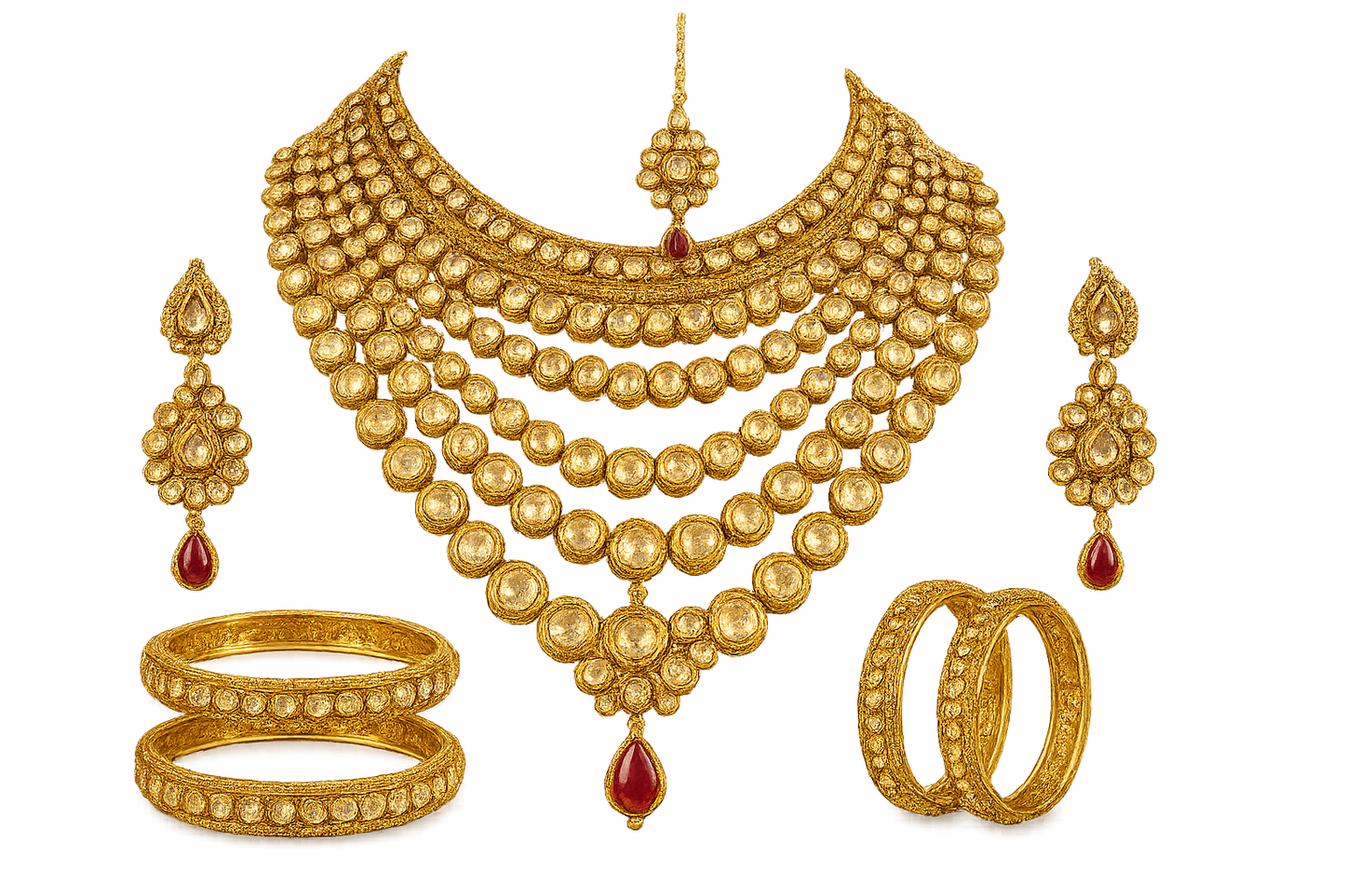 Kundan Bridal Set 53 with none give the image in png format no background