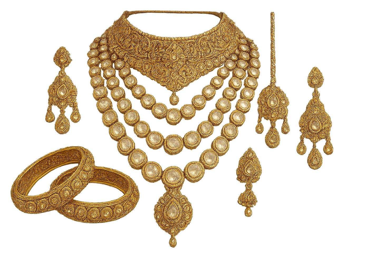 Kundan Bridal Set 53 with none give the image in png format no background 