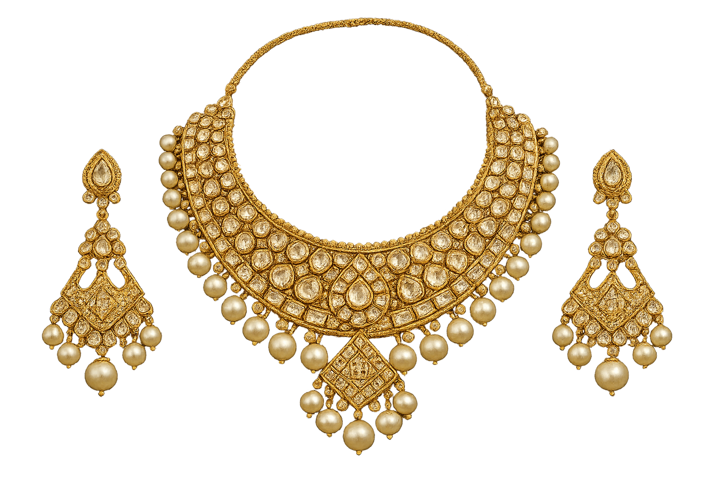 Kundan Bridal Set 53 with pearl give the image in png format no background 