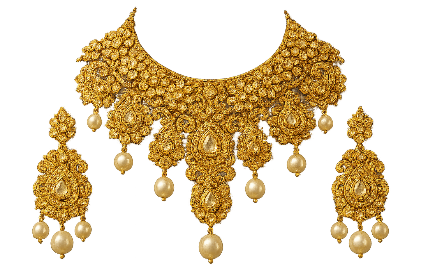 Kundan Bridal Set 53 with pearl give the image in png format no background 