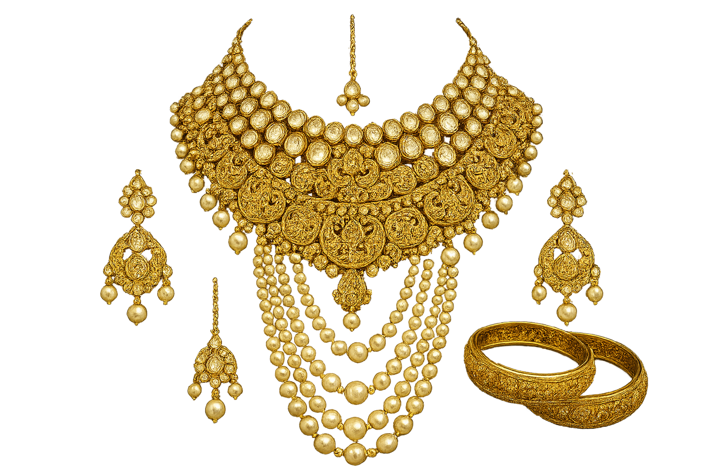 Kundan Bridal Set 67 with none  give the image in png format no background 