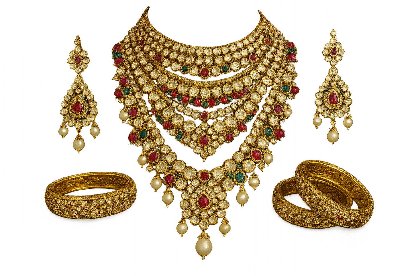 Kundan Bridal Set 67 with none  give the image in png format no background  