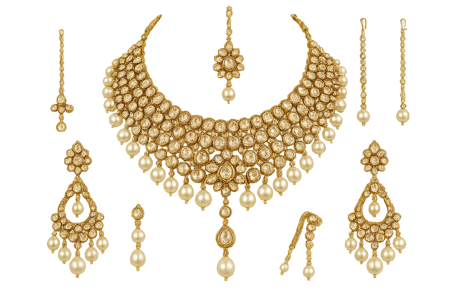  Kundan Bridal Set 67 with pearl give the image in png format no background 
