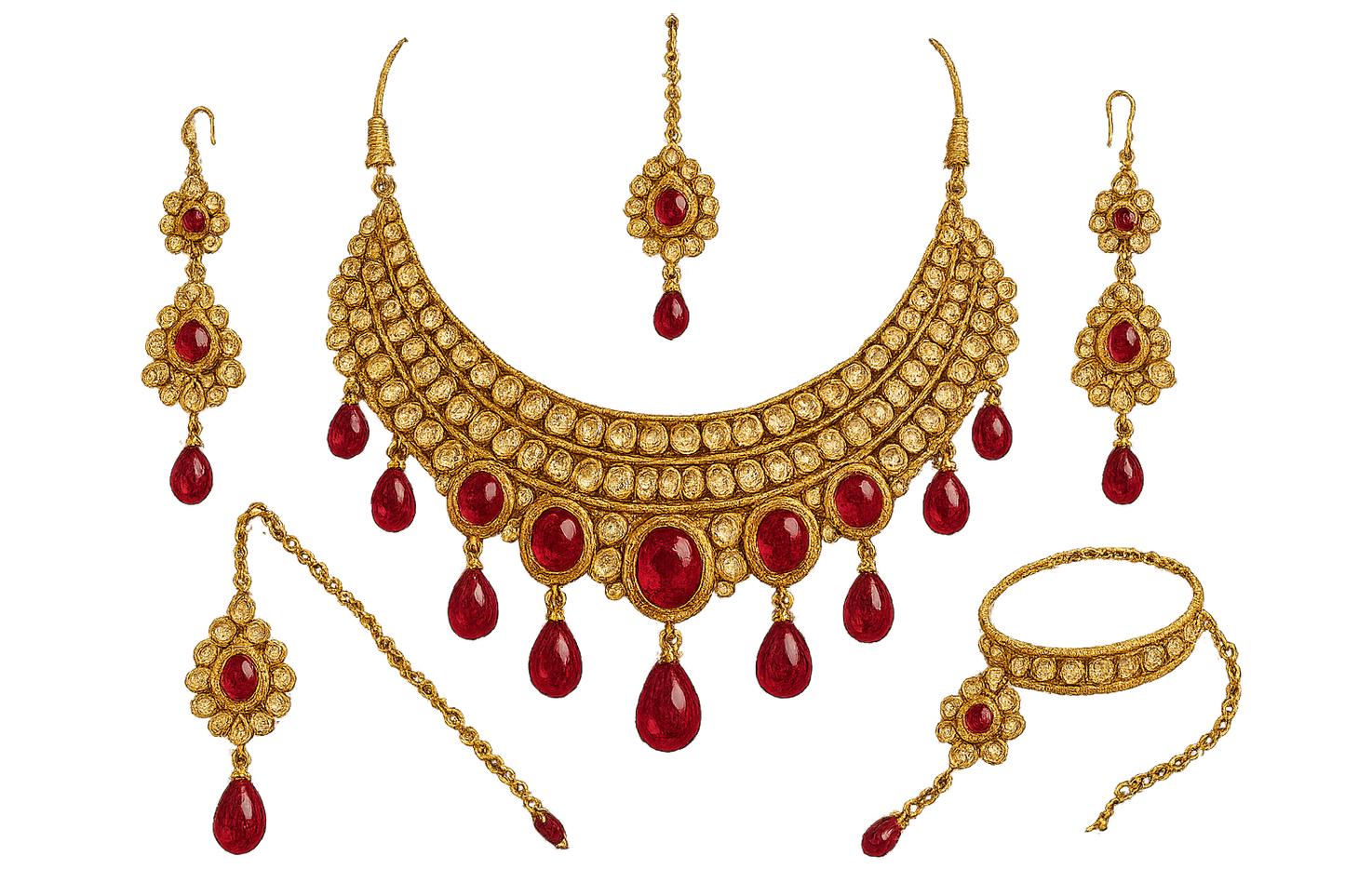 Kundan Bridal Set 67 with ruby give the image in png format no background