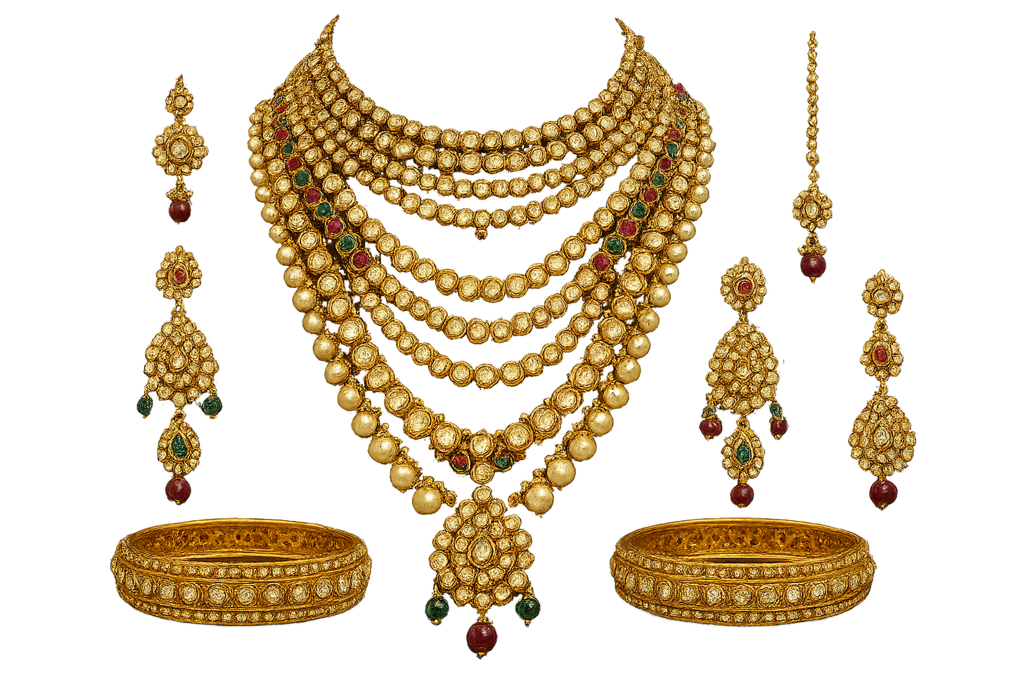 Kundan Bridal Set 67 wiyh none  give the image in png format no background 