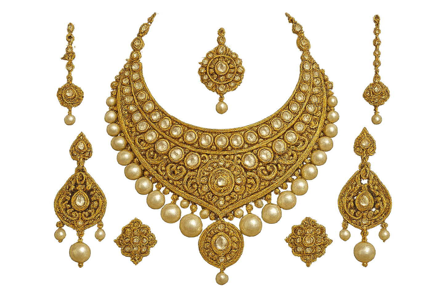 Kundan Bridal Set 70 with pearl  give the image in png format no background