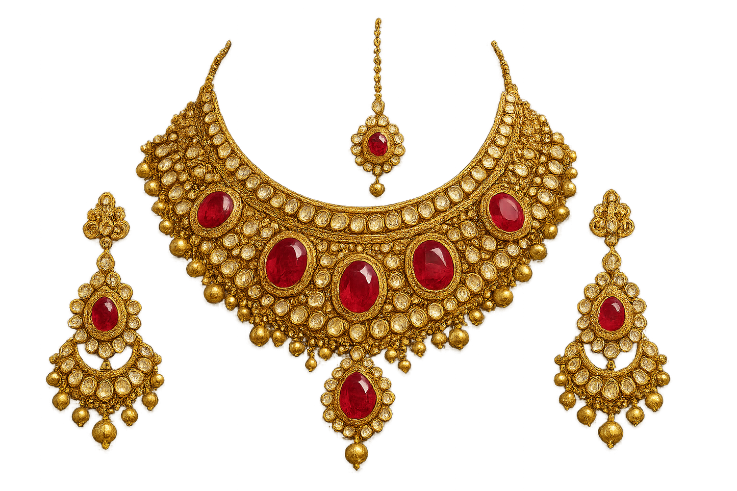 Kundan Bridal Set 70 with ruby give the image in png format no background 