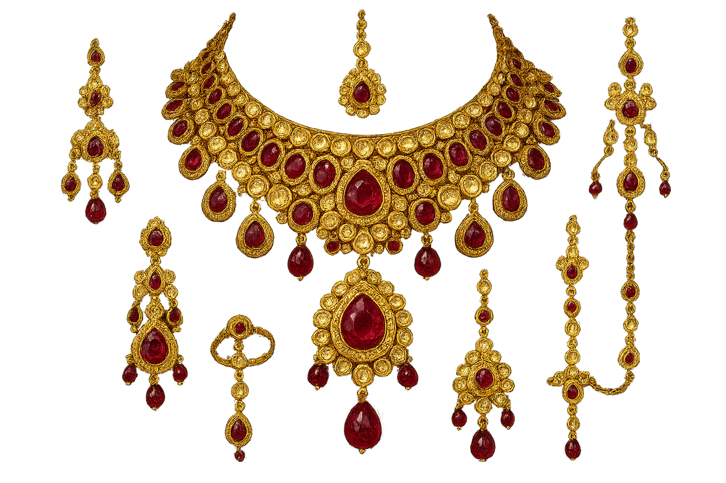 Kundan Bridal Set 70 with ruby give the image in png format no background