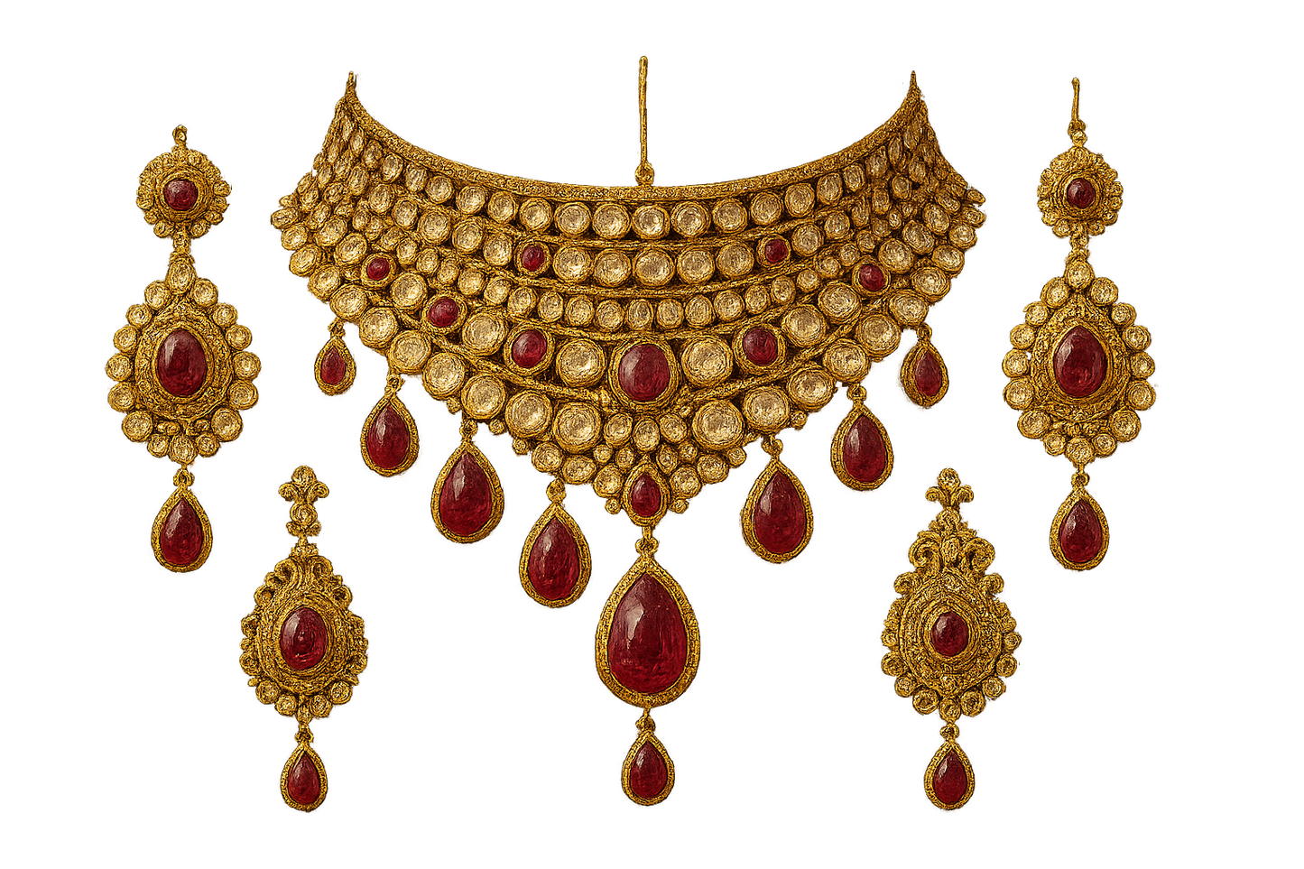 Kundan Bridal Set 70 with ruby give the image in png format no background 