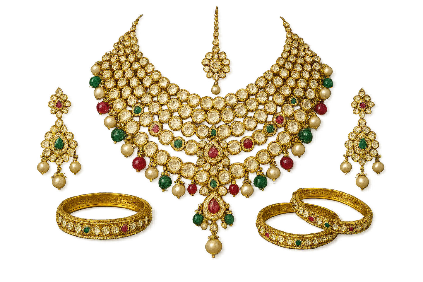 Kundan Bridal Set 72 with none give the image in png format no background 