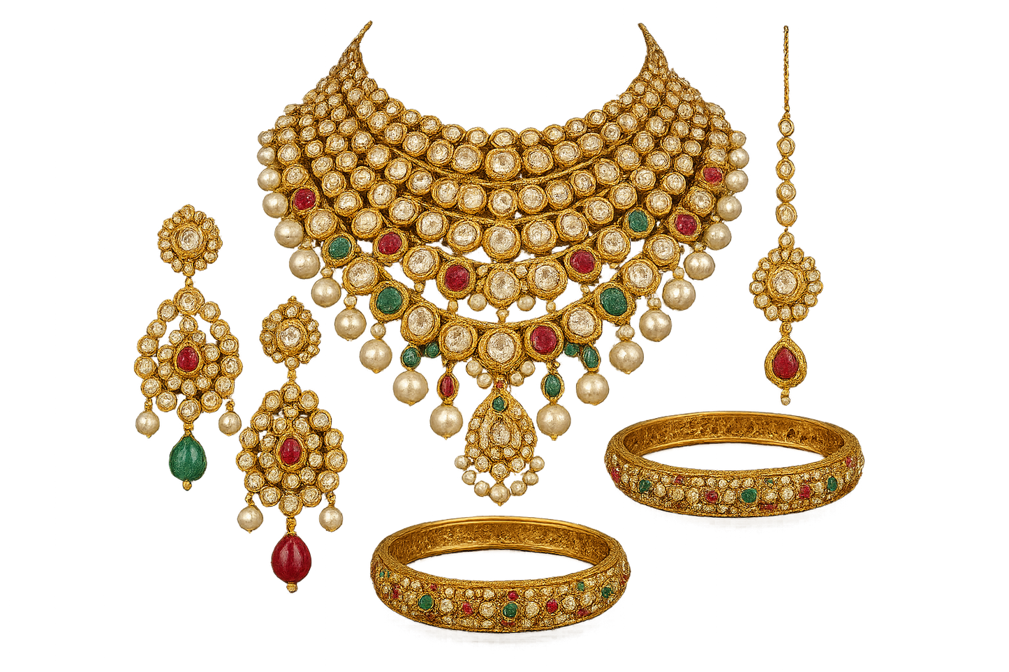 Kundan Bridal Set 72 with none give the image in png format no background