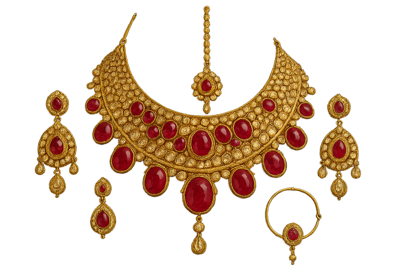 Kundan Bridal Set 72 with ruby  give the image in png format no background