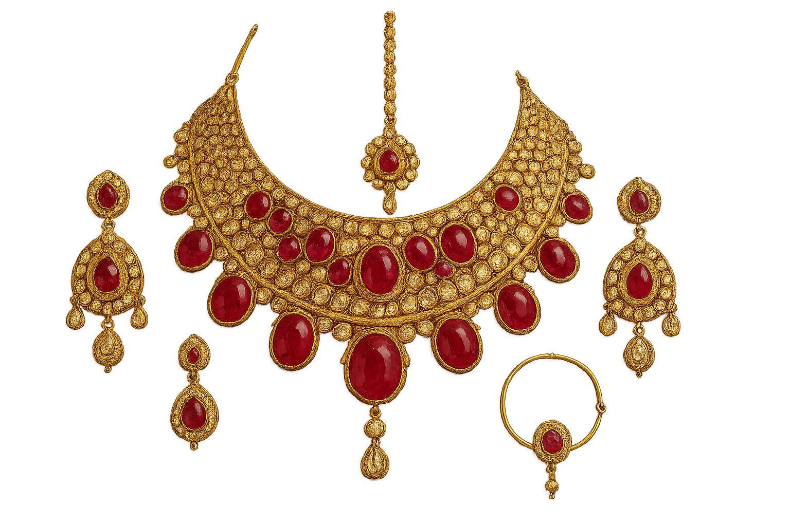 Kundan Bridal Set 72 with ruby  give the image in png format no background