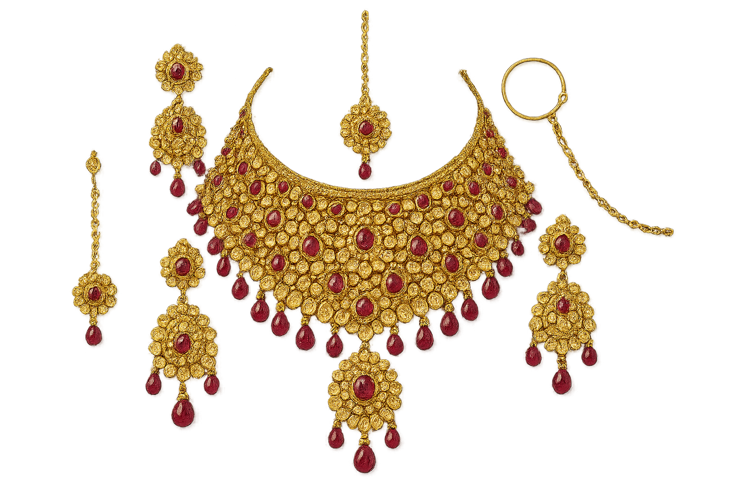 Kundan Bridal Set 72 with ruby give the image in png format no background
