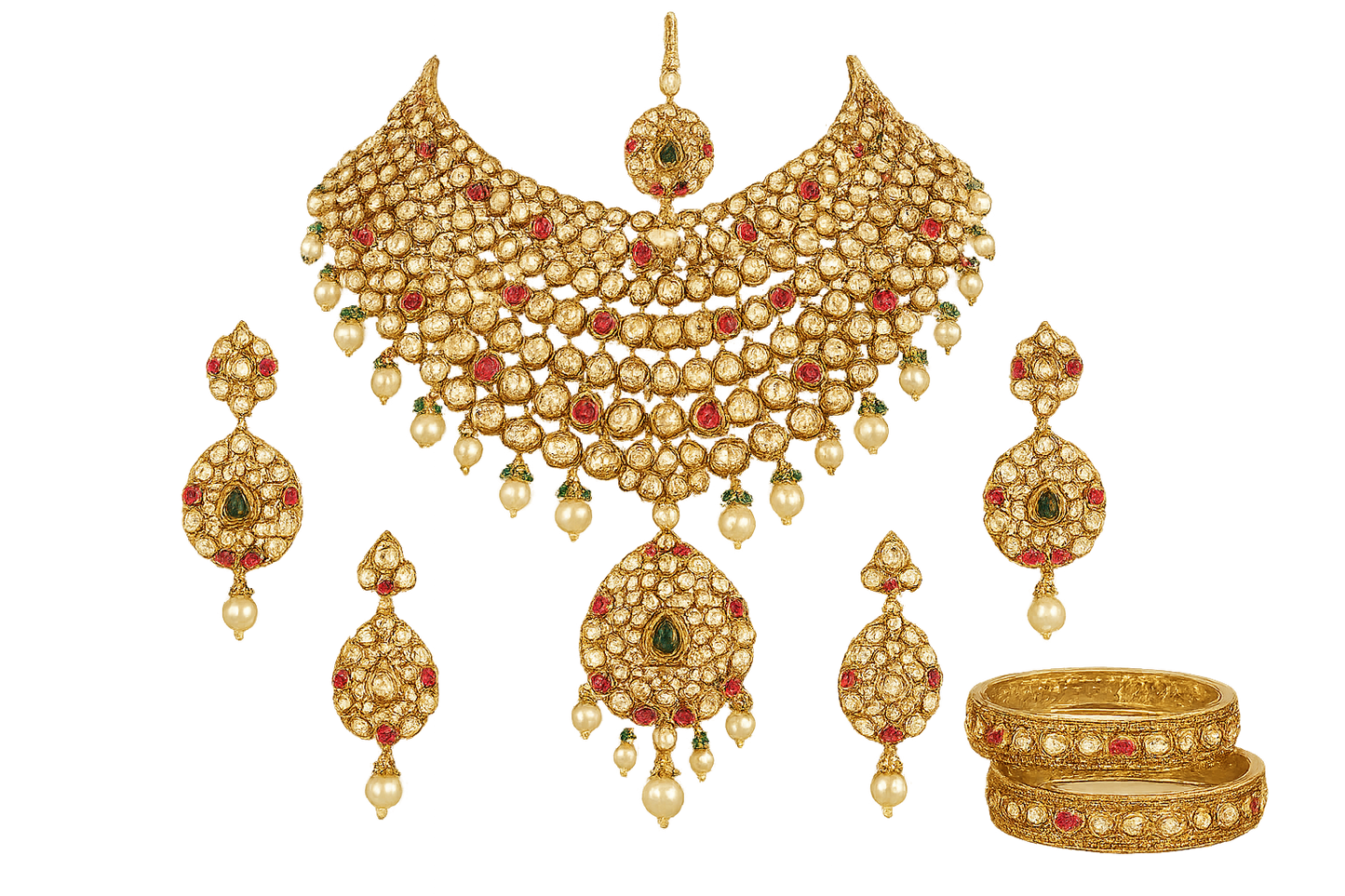 Kundan Bridal Set 84 with none give the image in png  format no background 