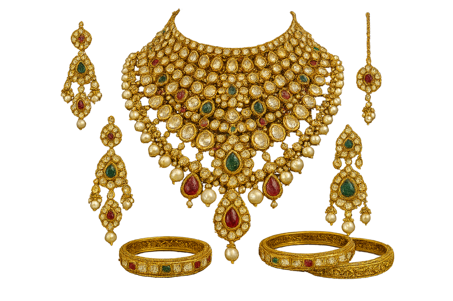 Kundan Bridal Set 84 with none give the image in png  format no background 