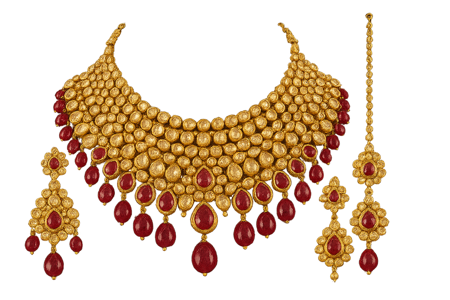 Kundan Bridal Set 84 with ruby give the image in png  format no background 
