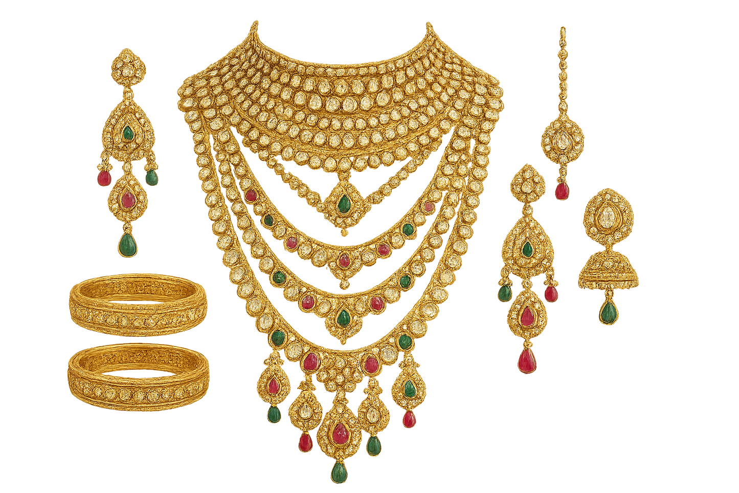 Kundan Bridal Set 85 with none give the image in png  format no background 