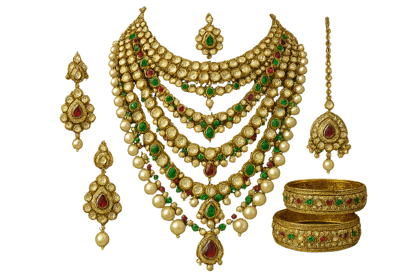 Kundan Bridal Set 85 with none give the image in png  format no background  