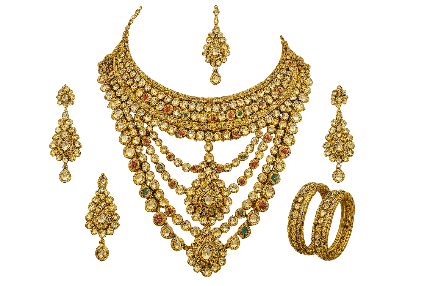 Kundan Bridal Set 85 with none give the image in png  format no background 
