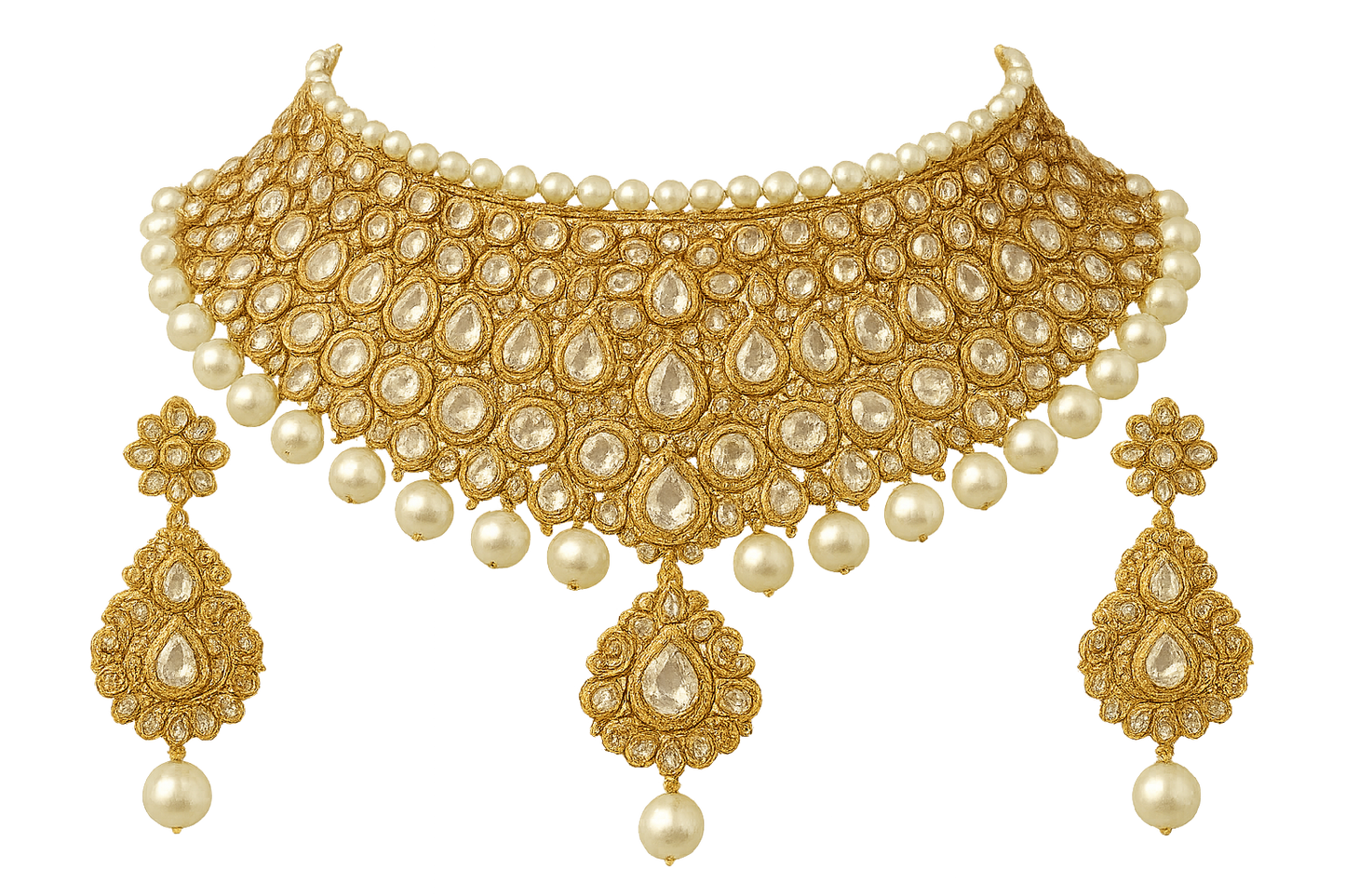  Kundan Bridal Set 85 with pearl give the image in png  format no background  