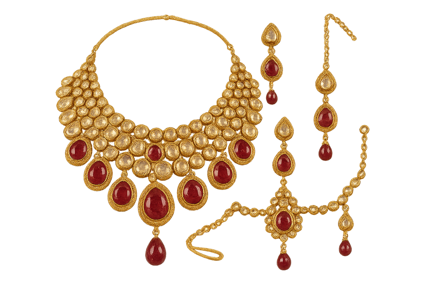 Kundan Bridal Set 85 with ruby give the image in png  format no background 