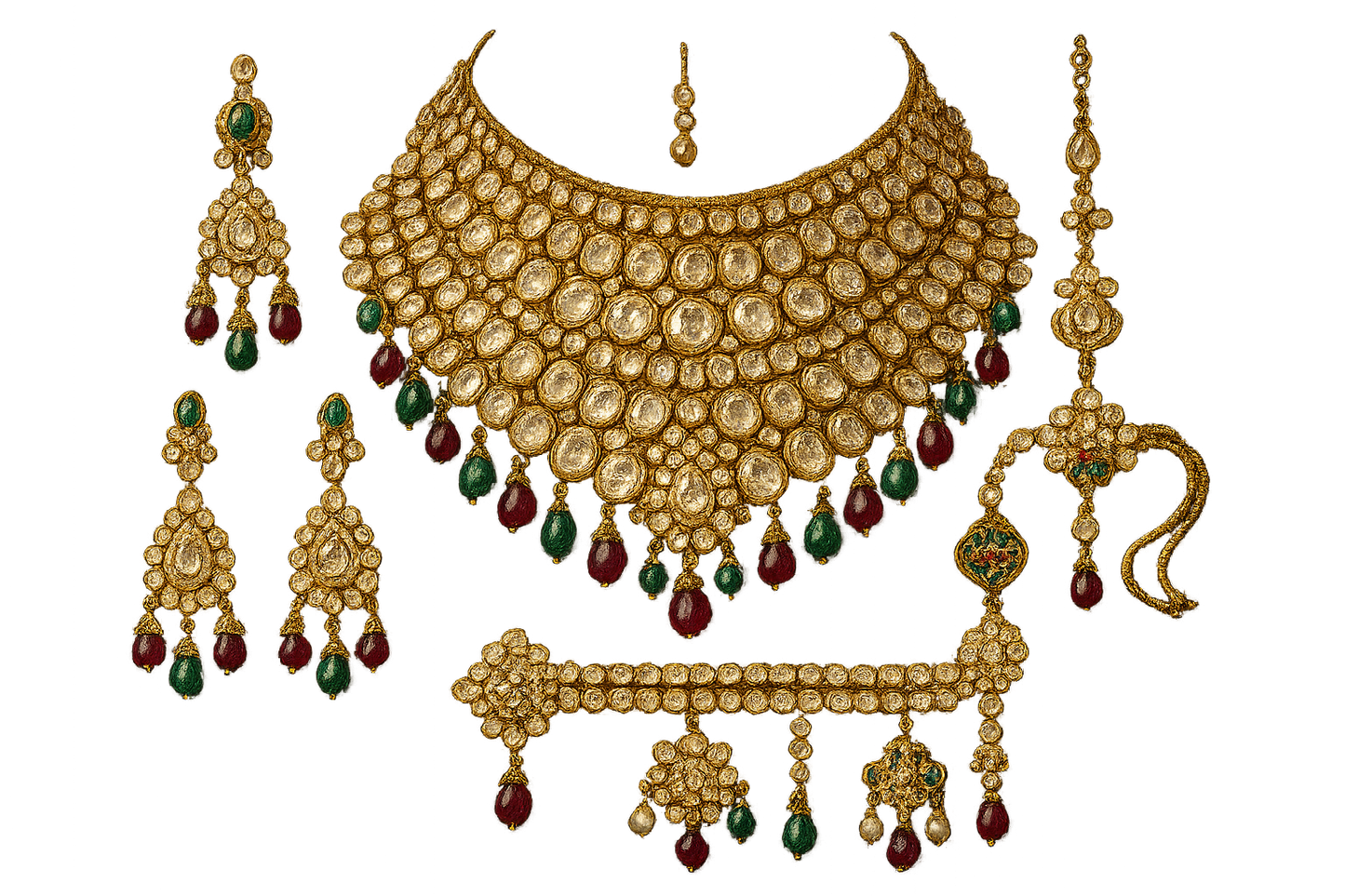 Kundan Bridal Set 95 with none give the image in png format no background