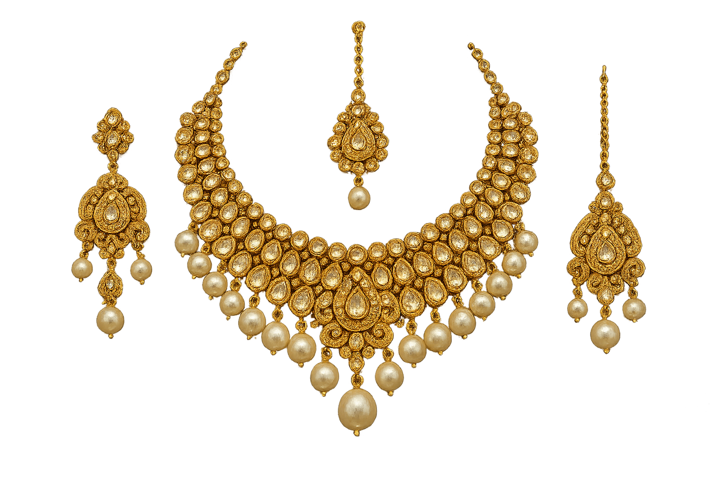 Kundan Bridal Set 95 with pearl give the image in png format no background