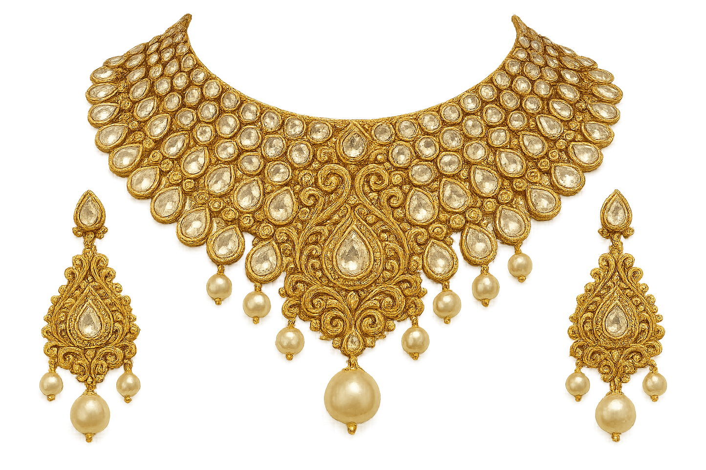 Kundan Bridal Set 95 with pearl give the image in png format no background