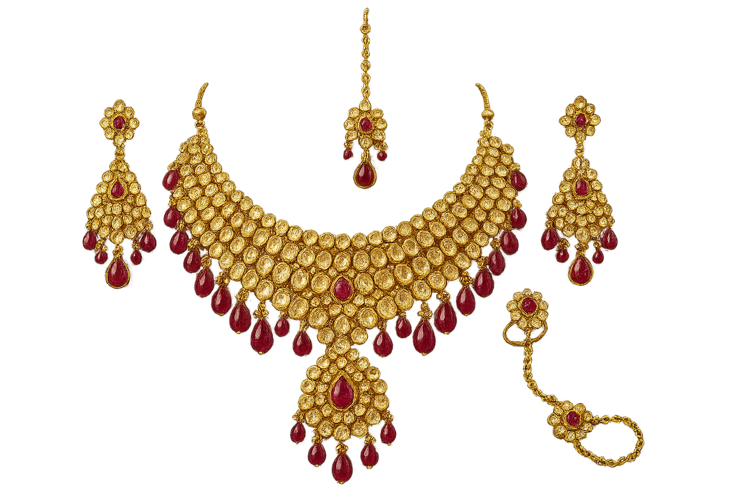 Kundan Bridal Set 95 with ruby give the image in png format no background