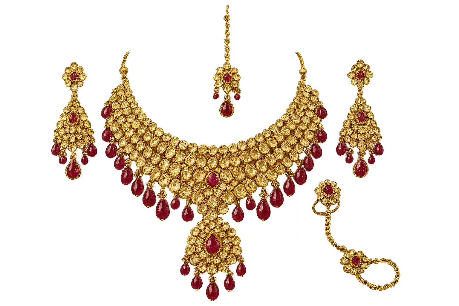 Kundan Bridal Set 95 with ruby give the image in png format no background