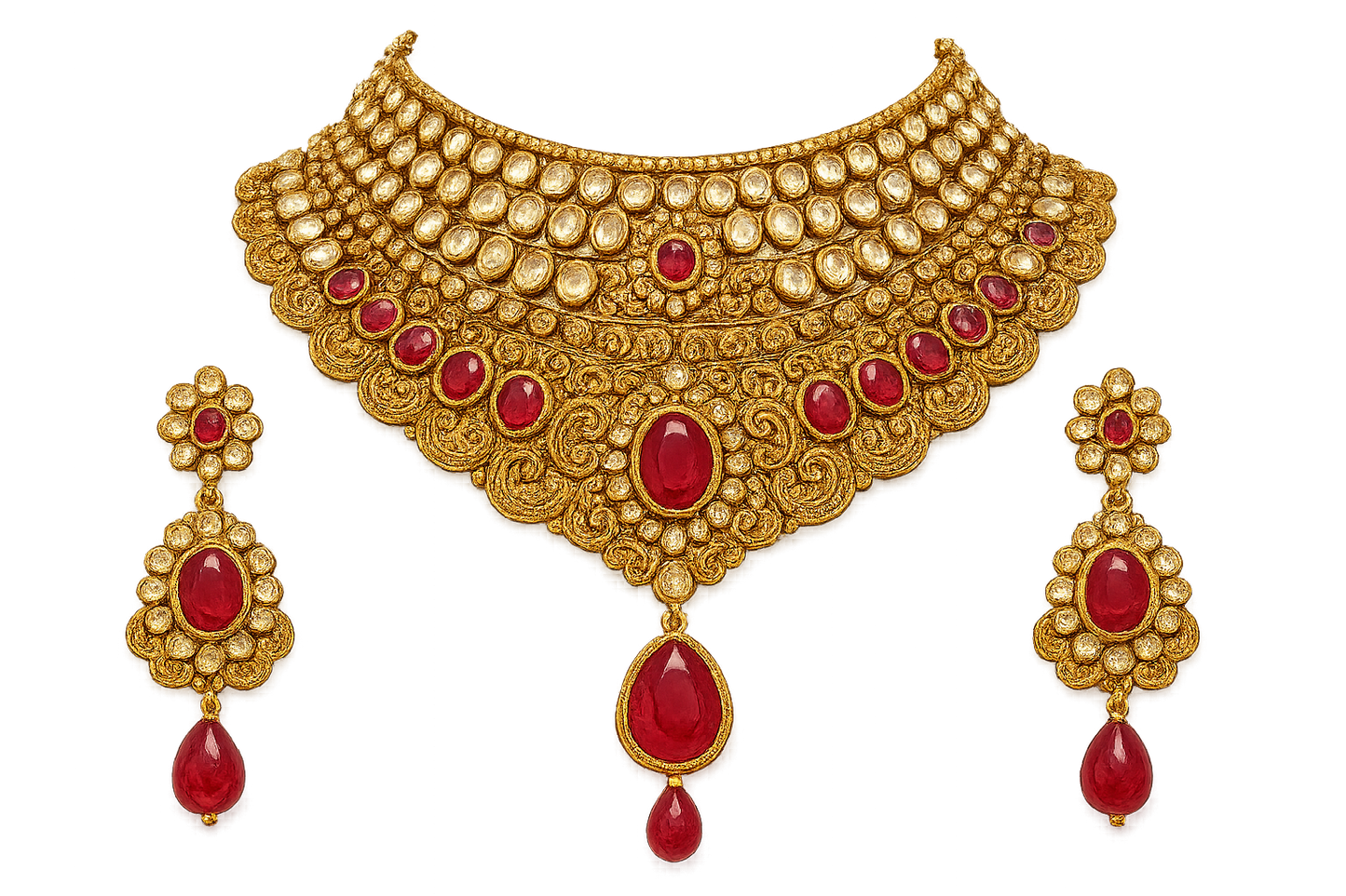 Kundan Bridal Set 95 with ruby give the image in png format no background