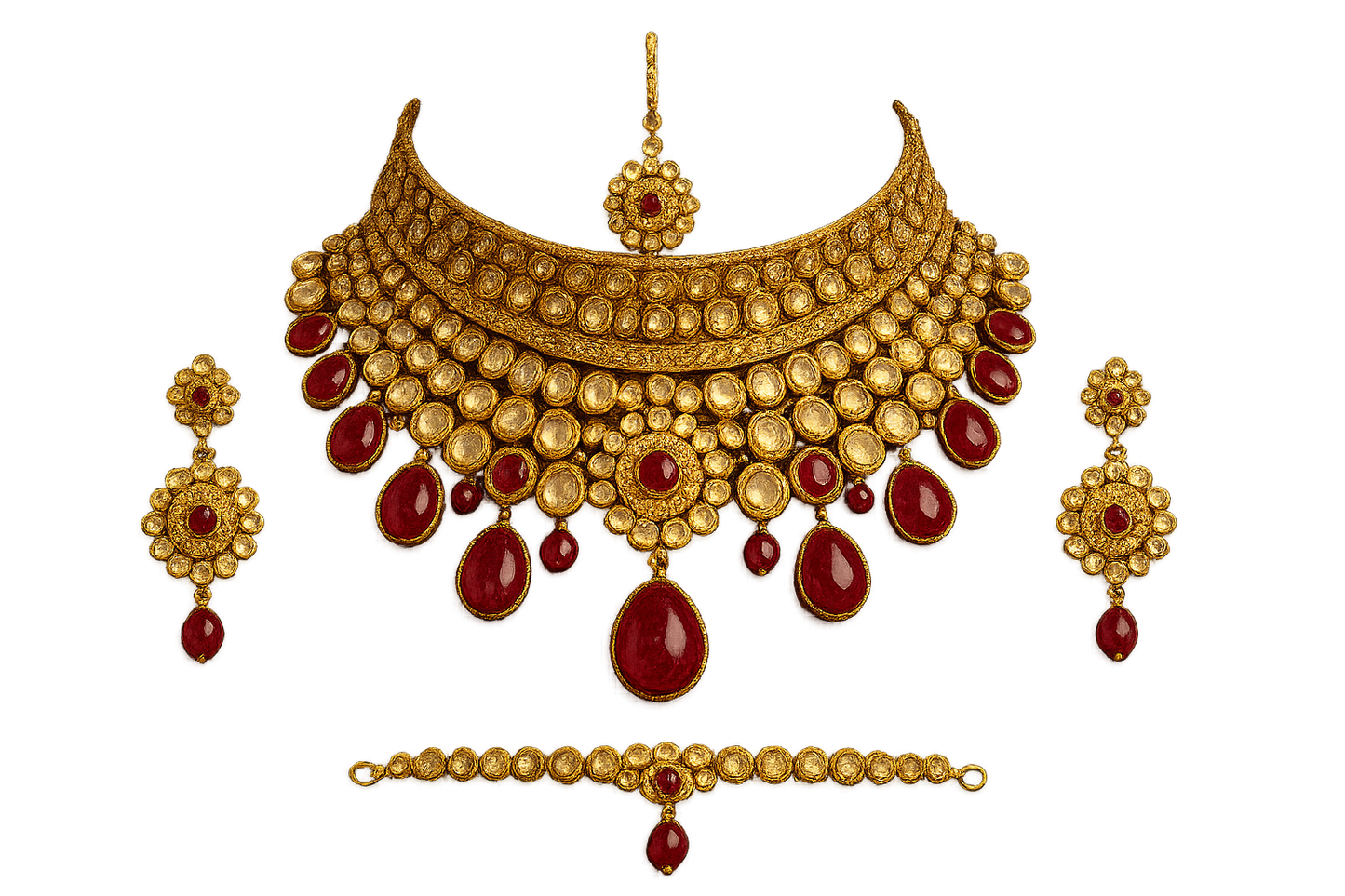 Kundan Bridal Set 95 with ruby give the image in png format no background