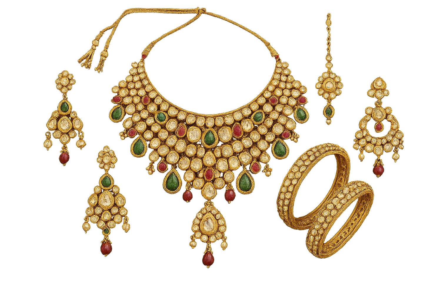 Kundan Bridal Set 98 with none give the image in png format no background