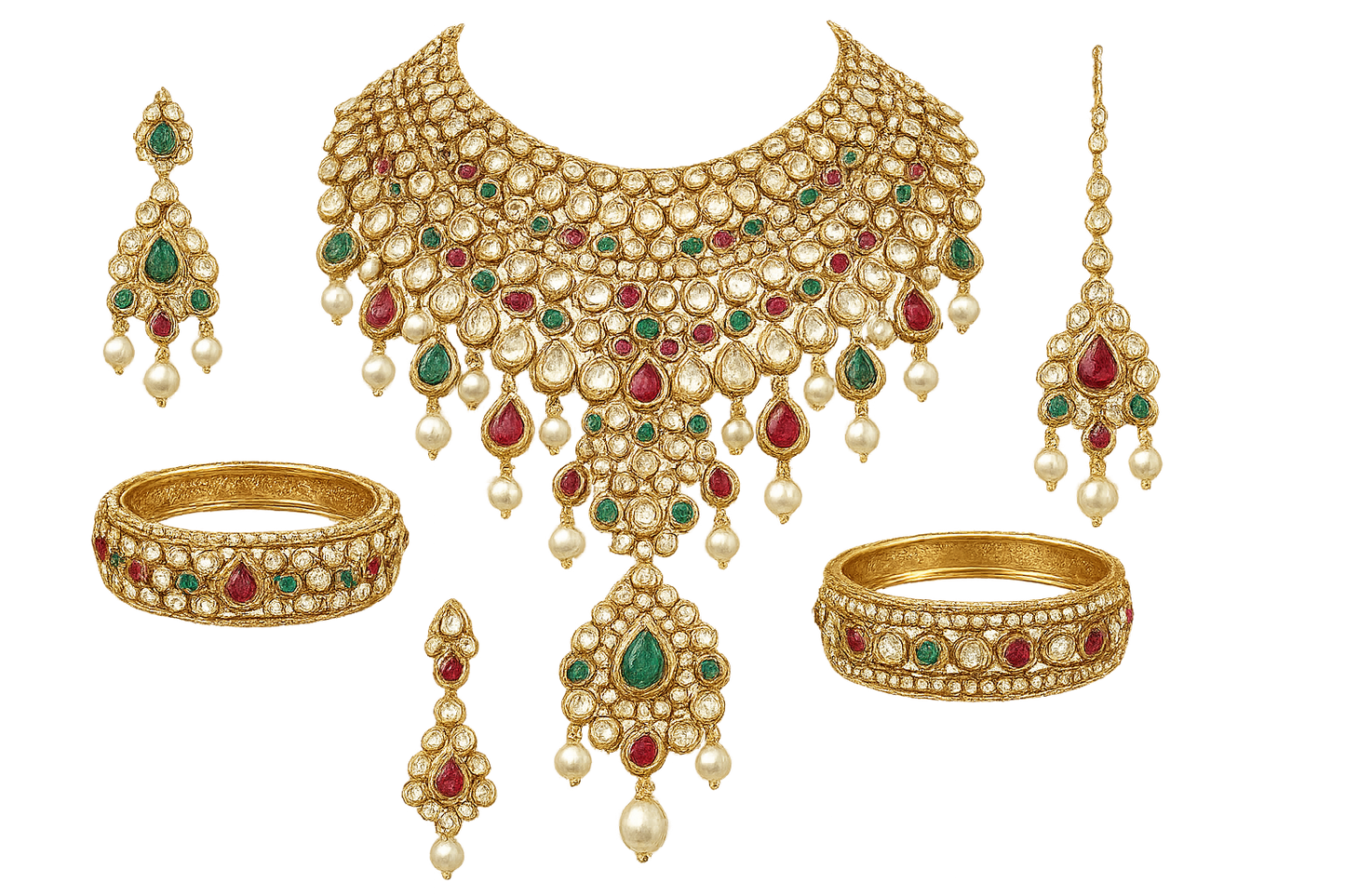Kundan Bridal Set 98 with none give the image in png format no background