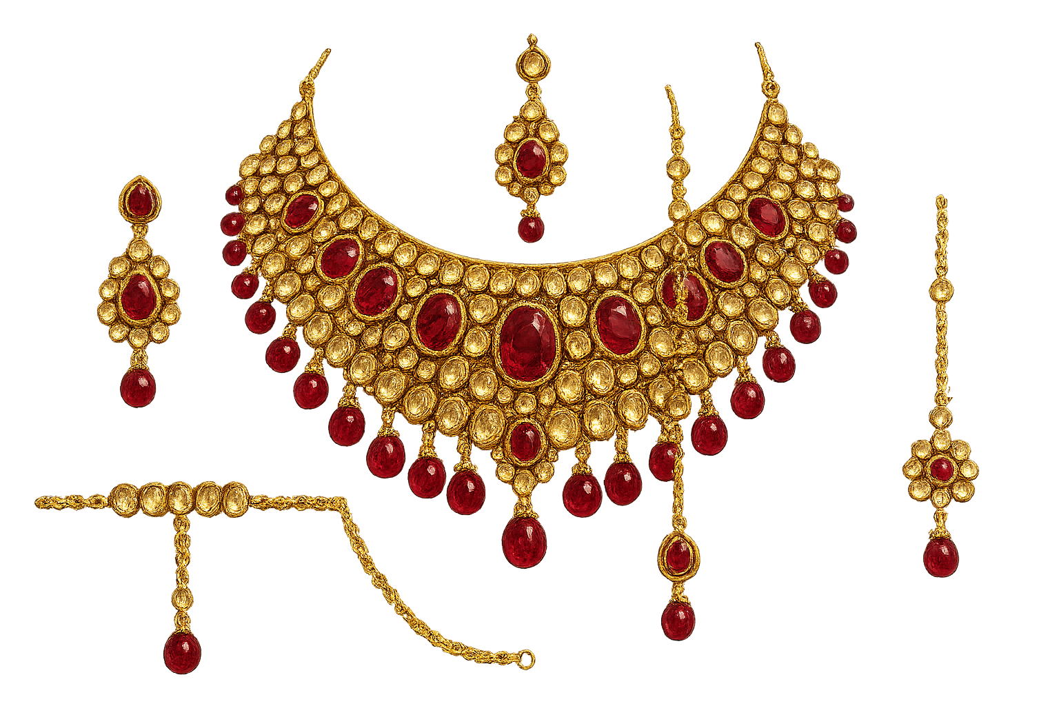 Kundan Bridal Set 98 with ruby give the image in png format no background