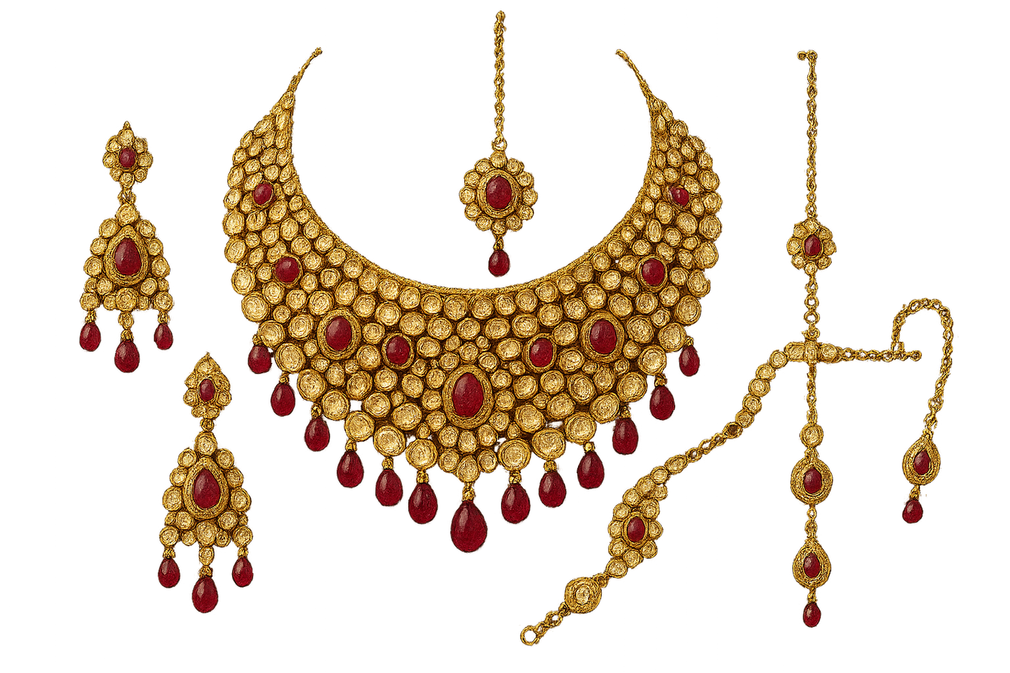 Kundan Bridal Set 98 with ruby give the image in png format no background
