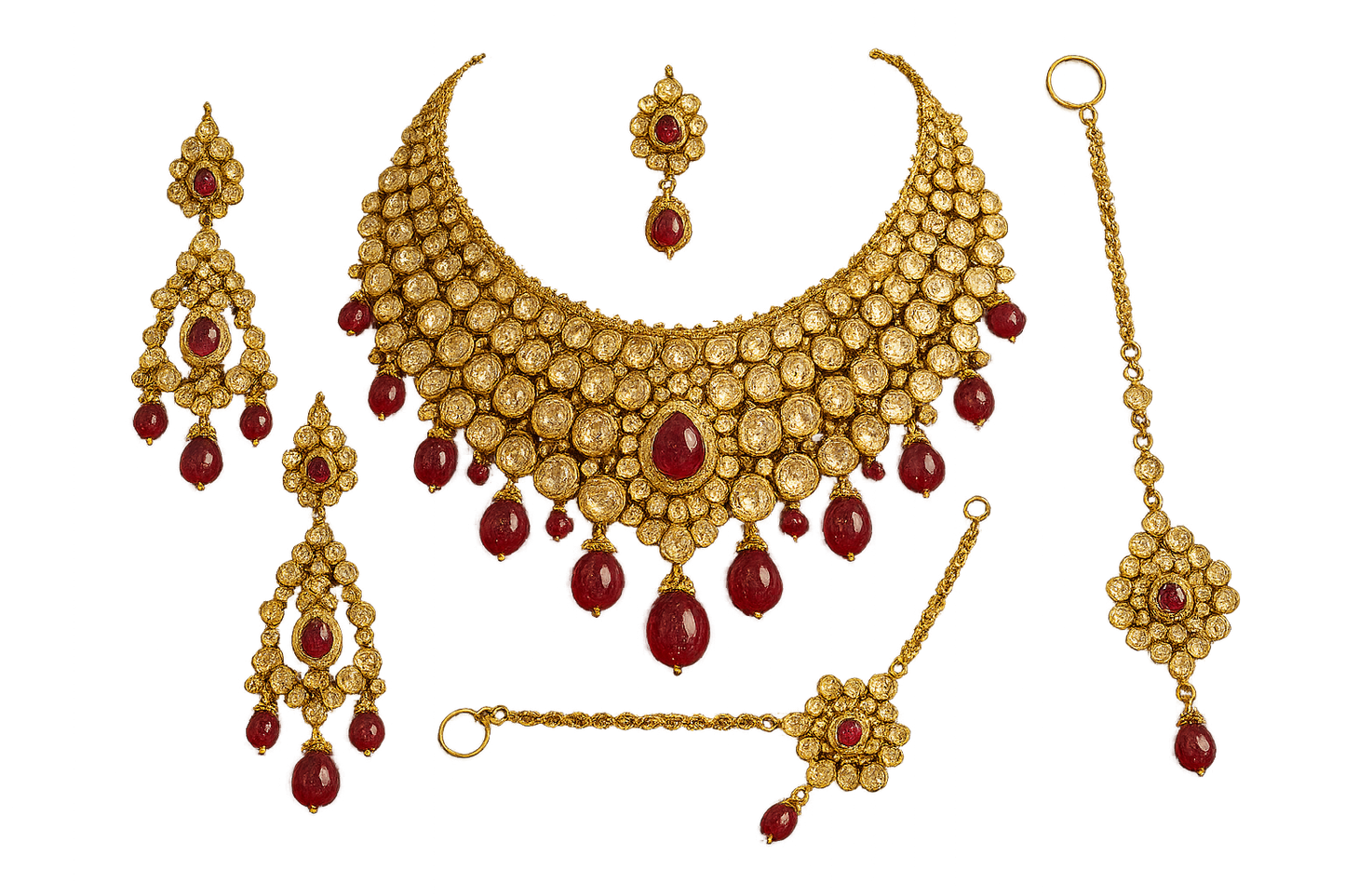 Kundan Bridal Set 98 with ruby give the image in png format no background