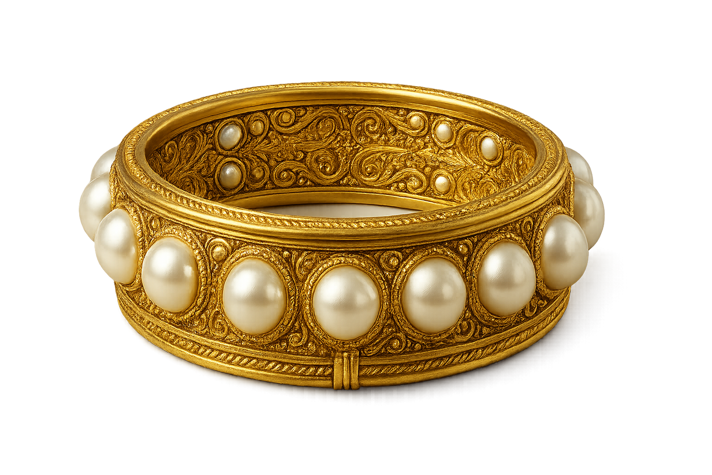 Men’s Gold Kada 100 with pearl give the image in png format no background