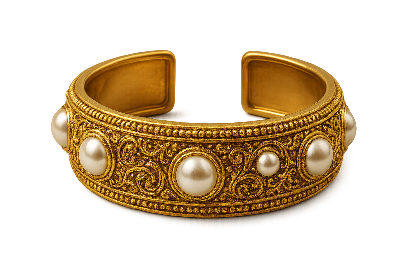Men’s Gold Kada 100 with pearl give the image in png format no background