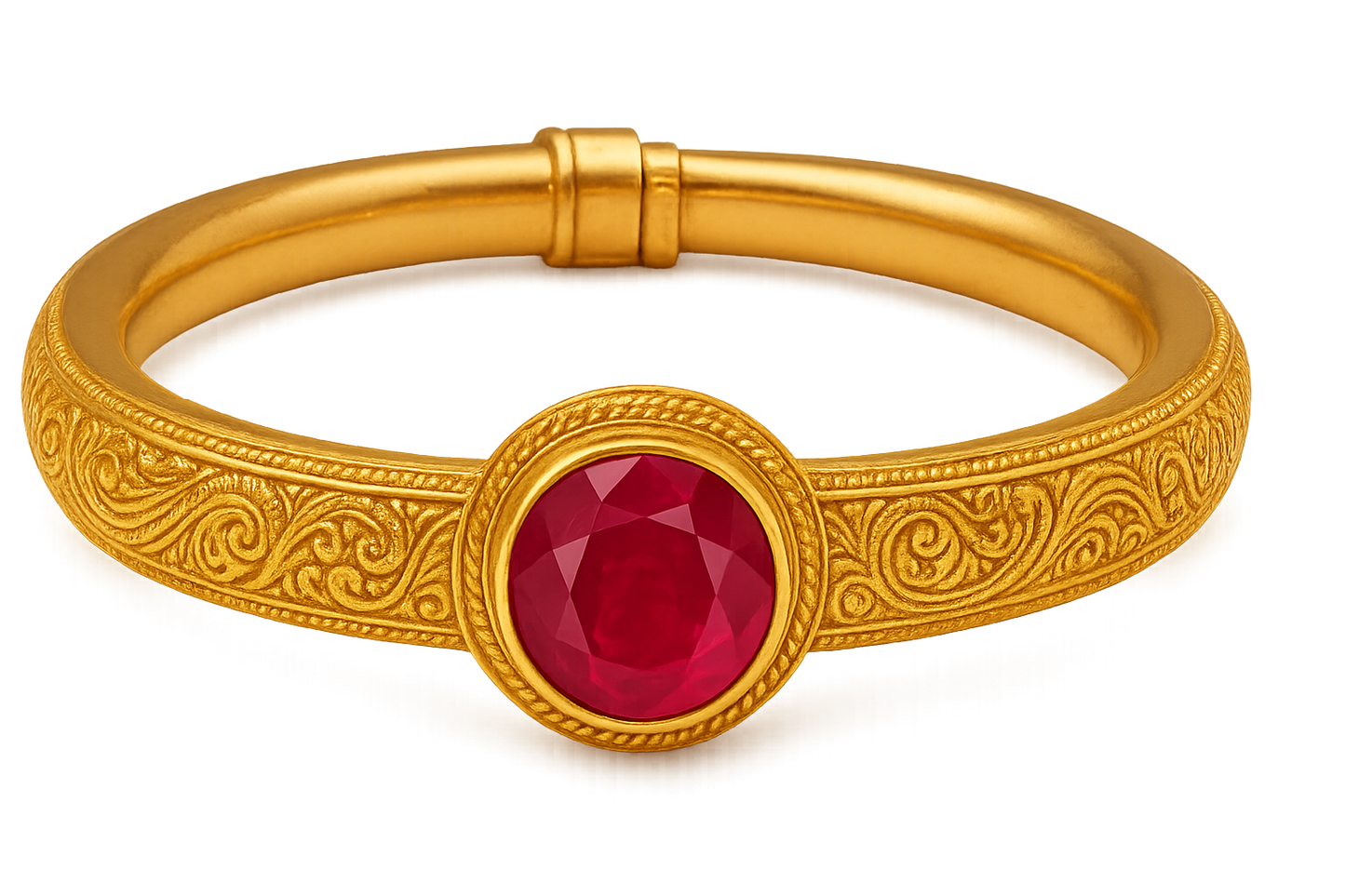 Men’s Gold Kada 100 with ruby give the image in png format no background